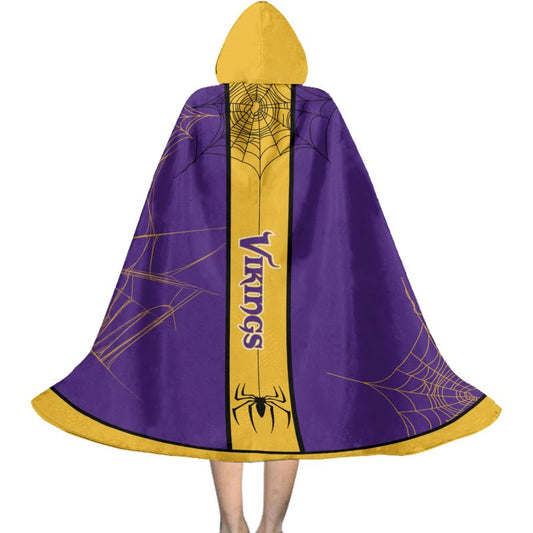 Minnesota Vikings Cowebs Pattern Halloween Limited Edition All-Over Print Halloween Cloak