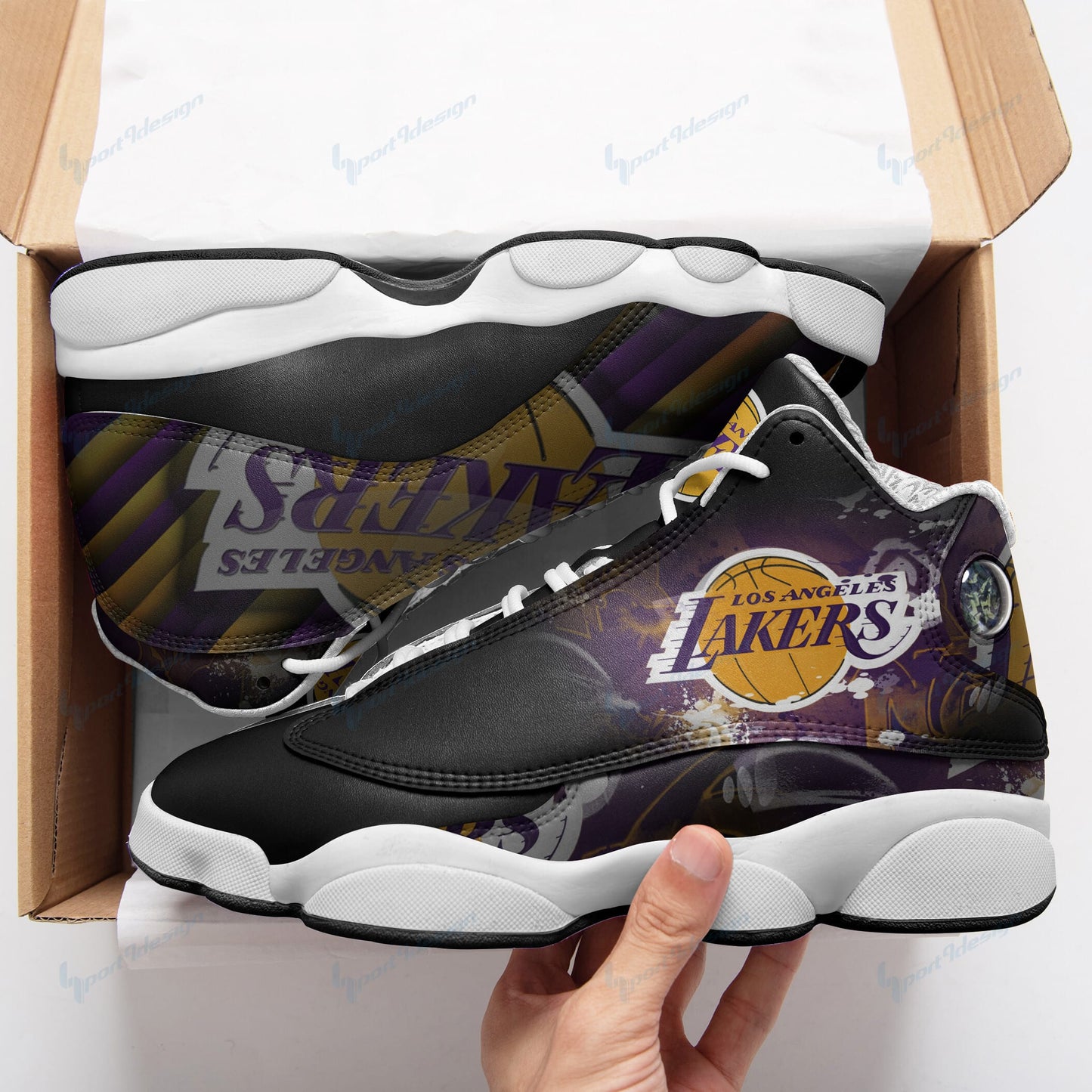 Los Angeles Lakers Personalized AJD13 Sneakers BG08