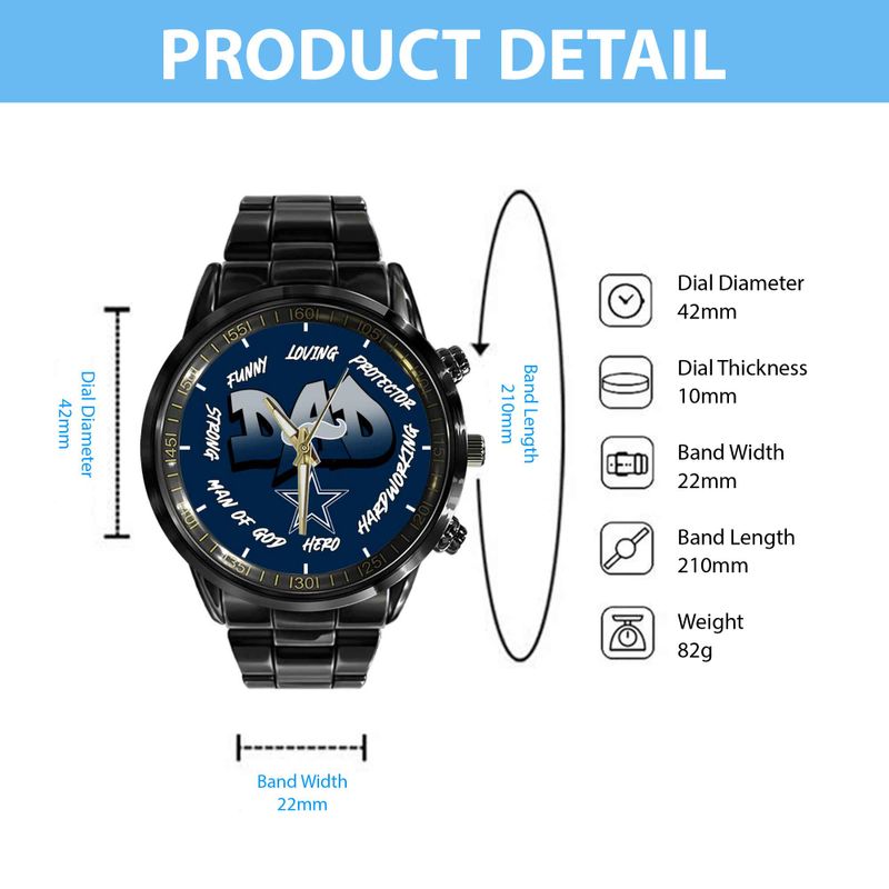 Dallas Cowboys Limited Edition Black Stainless Steel Watch For Father’s Day AZBTWA000003