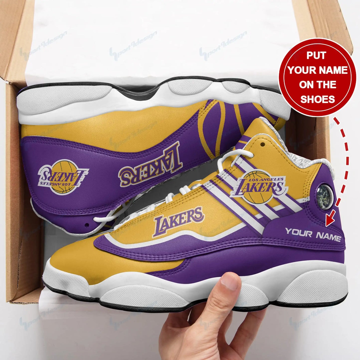 Los Angeles Lakers Personalized AJD13 Sneakers BG16