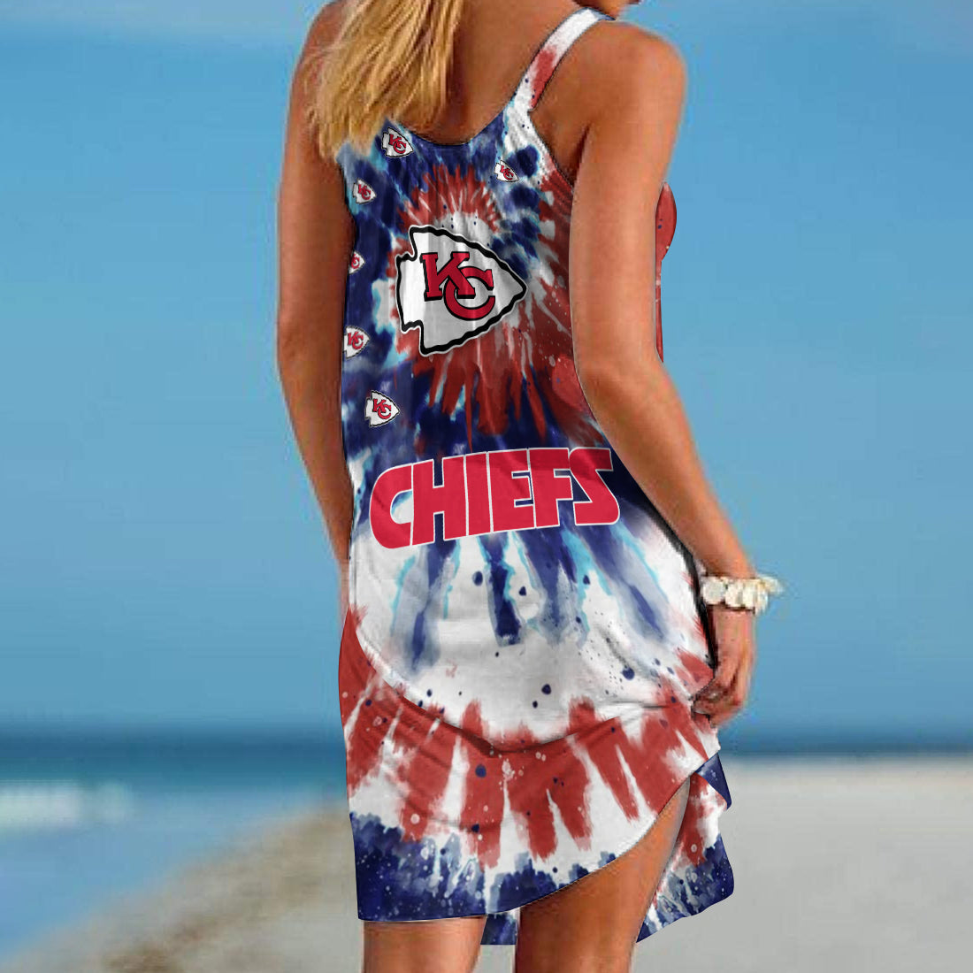 Kansas City Chiefs Tie Dye Independence Day Summer Beach Dress BG330