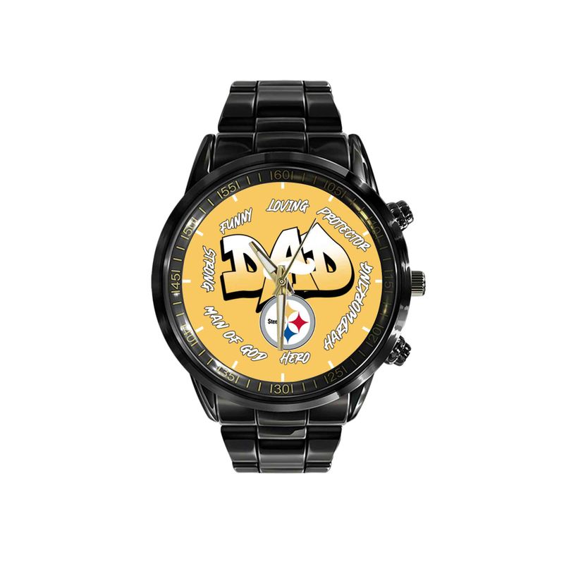 Pittsburgh Steelers Limited Edition Black Stainless Steel Watch For Father’s Day AZBTWA000009
