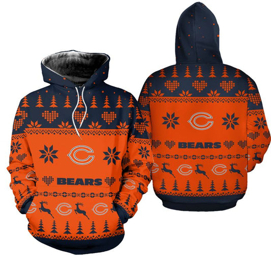 Chicago Bears Christmas Patterns Hoodie and Joggers