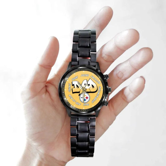 Pittsburgh Steelers Limited Edition Black Stainless Steel Watch For Father’s Day AZBTWA000009