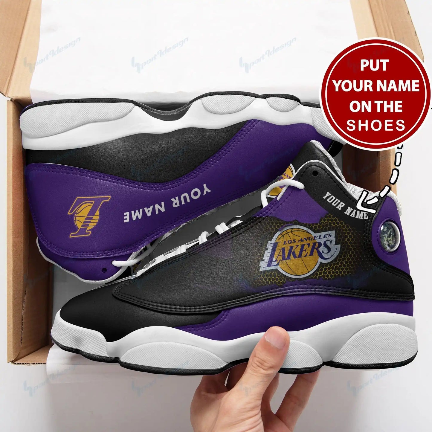 Los Angeles Lakers Personalized Air JD13 Sneakers 005