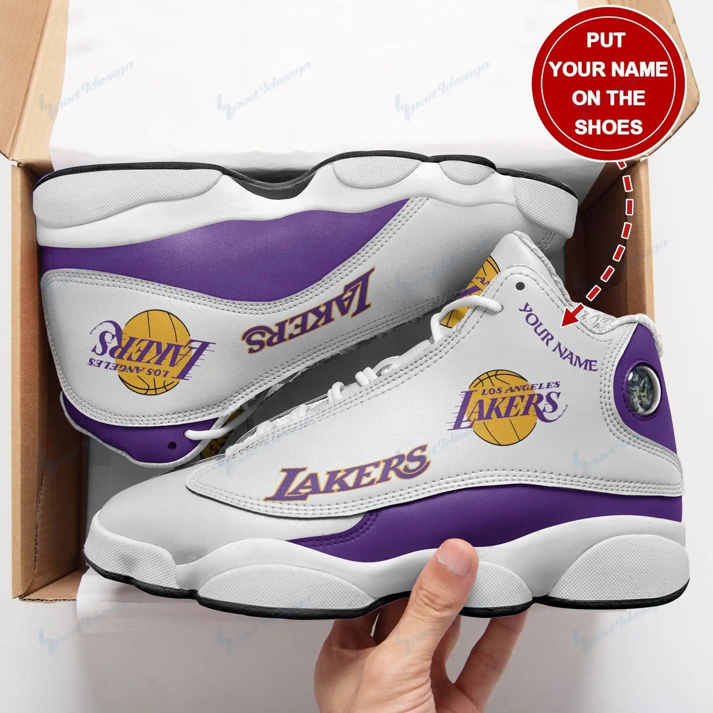 Los Angeles Lakers Personalized Air JD13 Sneakers 034