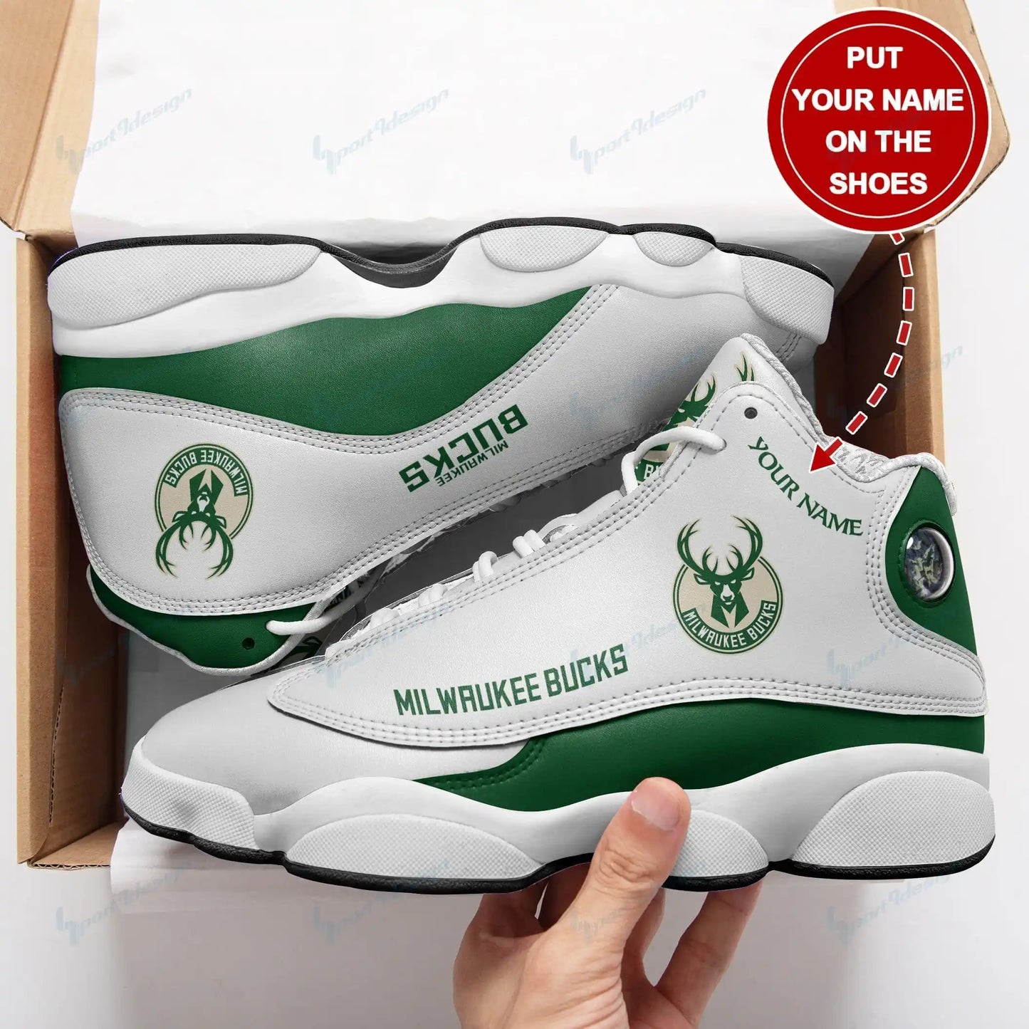 Milwaukee Bucks Personalized Air JD13 Sneakers 035