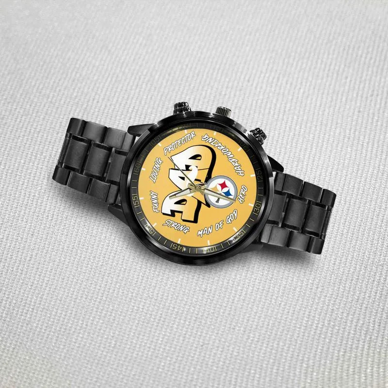 Pittsburgh Steelers Limited Edition Black Stainless Steel Watch For Father’s Day AZBTWA000009