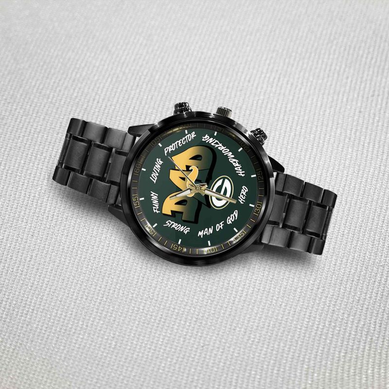 Green Bay Packers Limited Edition Black Stainless Steel Watch For Father’s Day AZBTWA000004