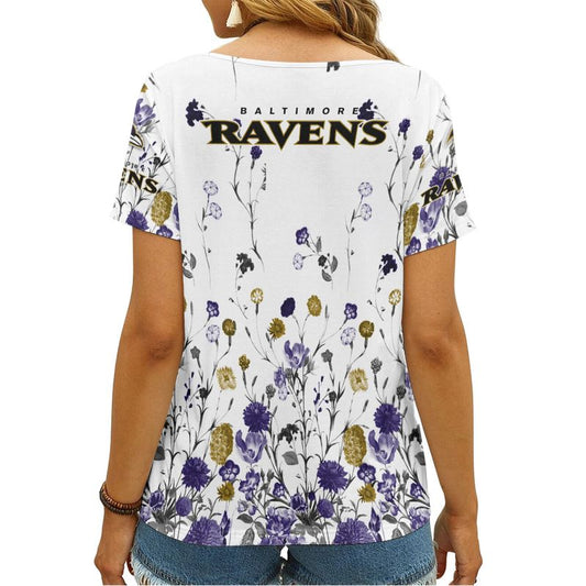 Baltimore Ravens Personalized V-neck Women T-shirt
