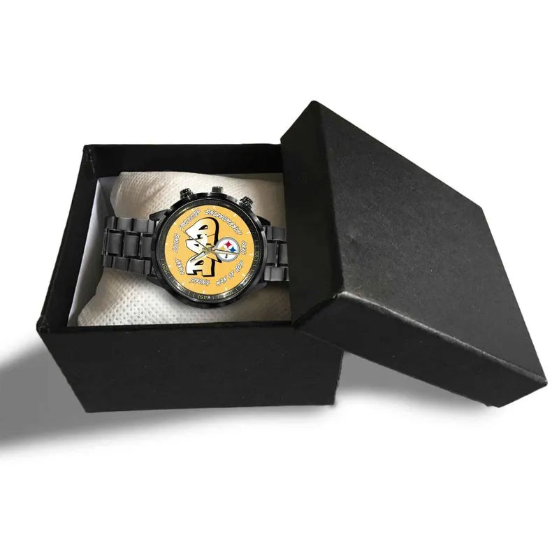 Pittsburgh Steelers Limited Edition Black Stainless Steel Watch For Father’s Day AZBTWA000009