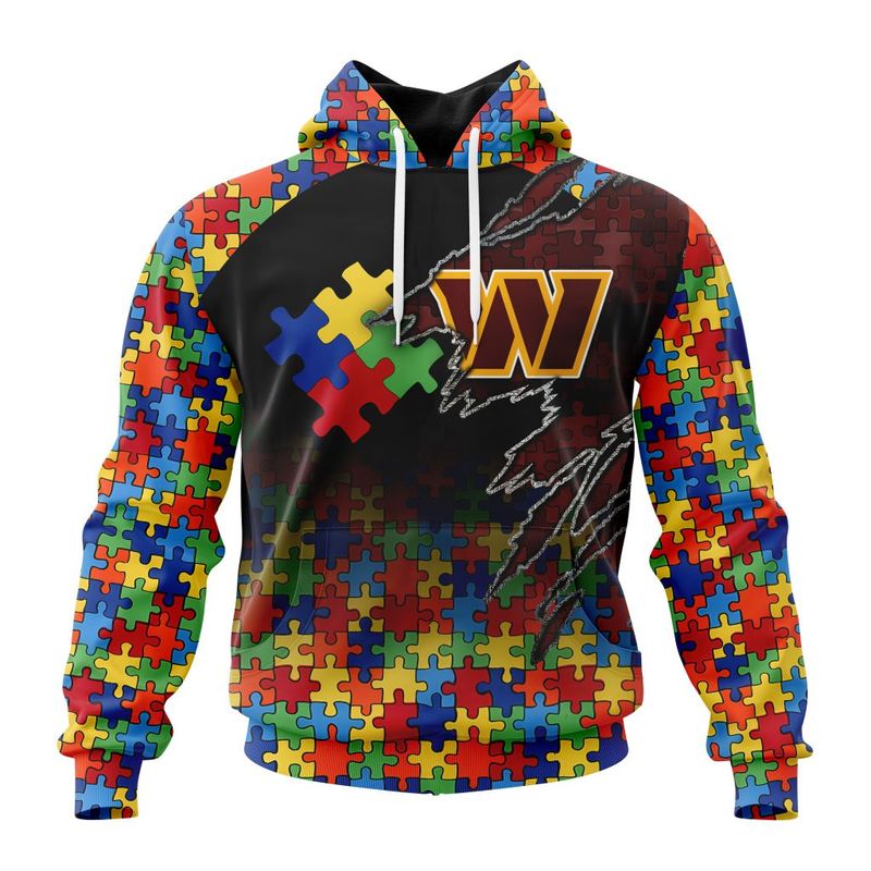 Washington Commanders Special Autism Awareness Design Hoodie Zip Hoodie T-shirt Sweatshirt