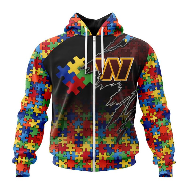 Washington Commanders Special Autism Awareness Design Hoodie Zip Hoodie T-shirt Sweatshirt