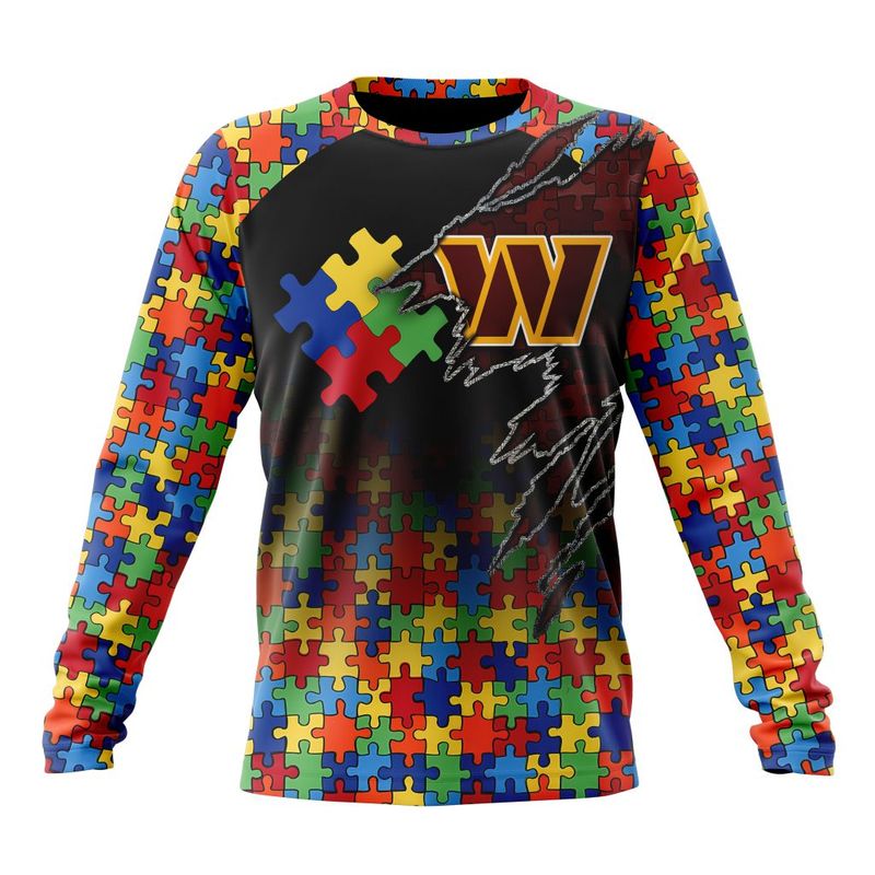 Washington Commanders Special Autism Awareness Design Hoodie Zip Hoodie T-shirt Sweatshirt