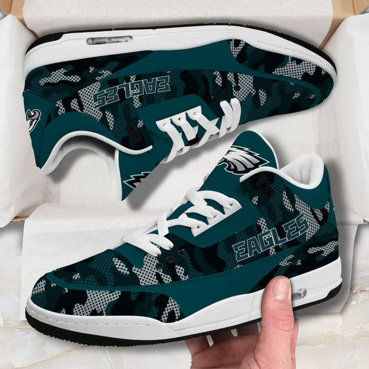 Philadelphia Eagles Camo Pattern White Genuine Leather JD03 Shoes Men and Women AZBTAJ3000082