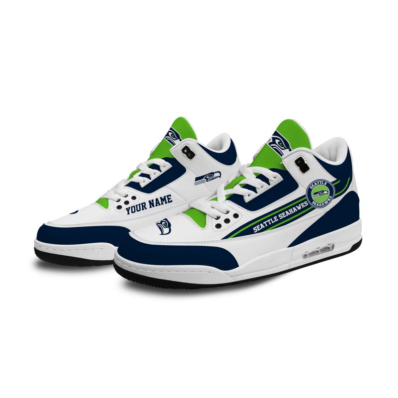 Seattle Seahawks Basic White Genuine Leather JD03 Shoes Men and Women AZBTAJ3000137