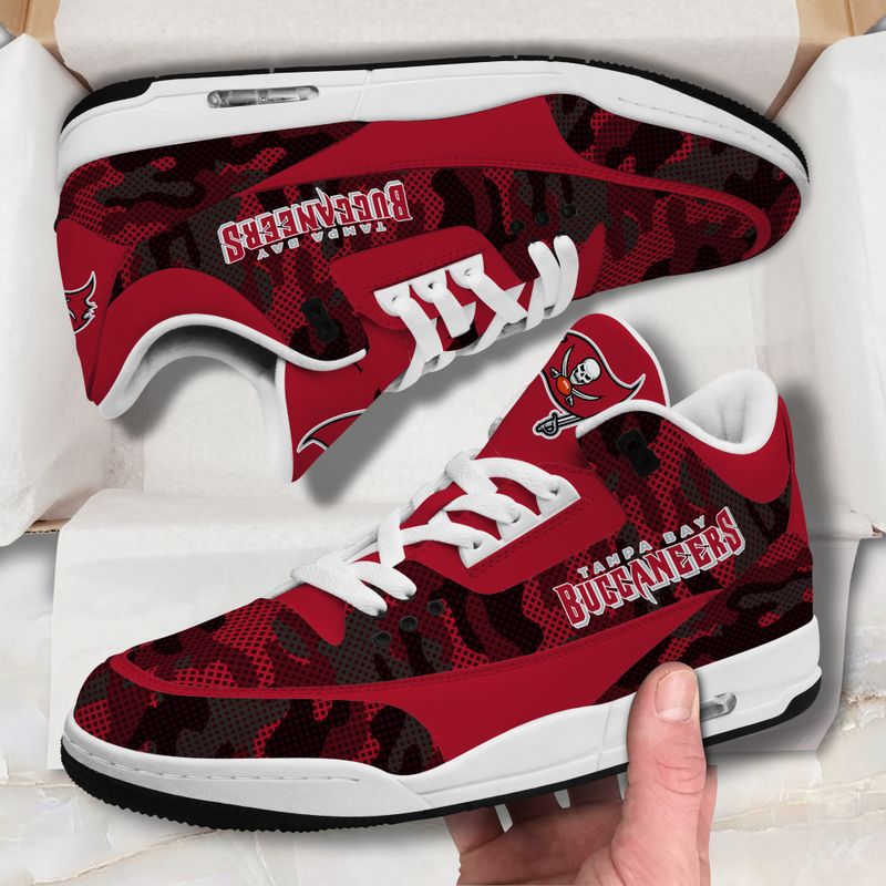 Tampa Bay Buccaneers Camo Pattern White Genuine Leather JD03 Shoes Men and Women AZBTAJ3000017