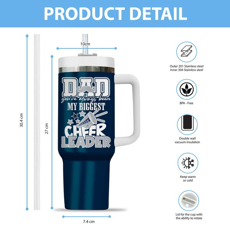Dallas Cowboys My Biggest Cheer Leader Gift For Father’s Day Limited Edition 40oz Tumbler AZBT40OZ000179