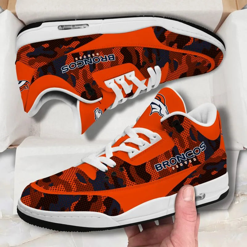 Denver Broncos Camo Pattern White Genuine Leather JD03 Shoes Men and Women AZBTAJ3000092
