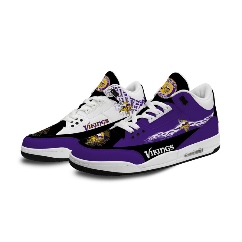 Minnesota Vikings Fire White Genuine Leather JD03 Shoes Men and Women AZBTAJ3000109