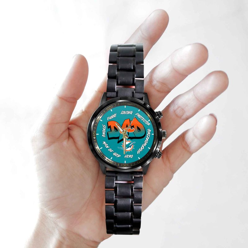 Miami Dolphins Limited Edition Black Stainless Steel Watch For Father’s Day AZBTWA000006