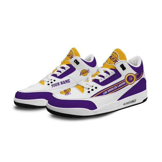 Los Angeles Lakers Basic White Genuine Leather JD03 Shoes Men and Women AZBTAJ3000053