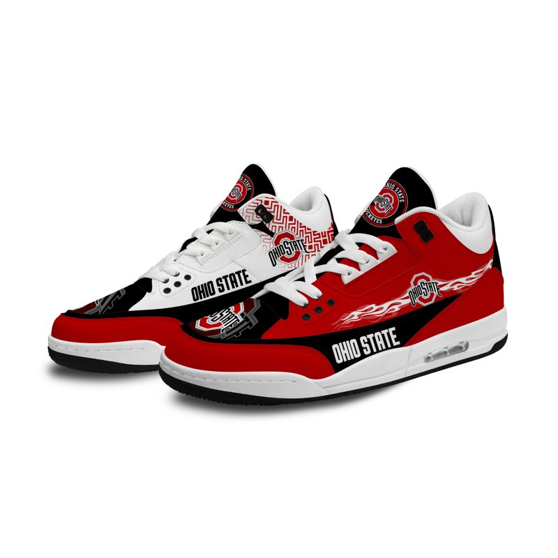 Ohio State Buckeyes Fire White Genuine Leather JD03 Shoes Men and Women AZBTAJ3000031
