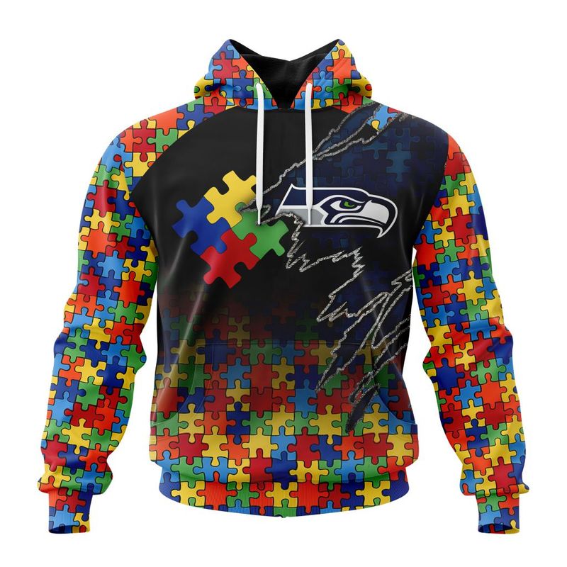 Seattle Seahawks Special Autism Awareness Design Hoodie Zip Hoodie T-shirt Sweatshirt