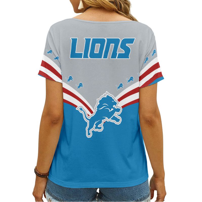 Detroit Lions Personalized V-neck Women T-shirt