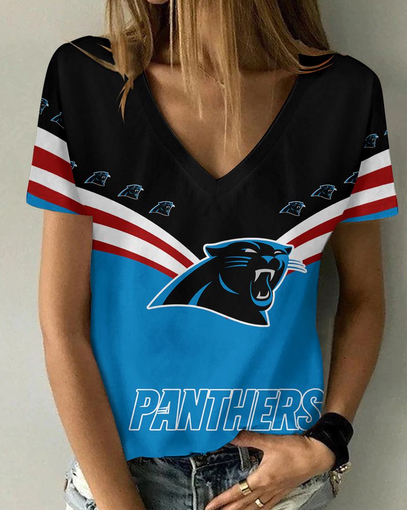 Carolina Panthers Personalized V-neck Women T-shirt