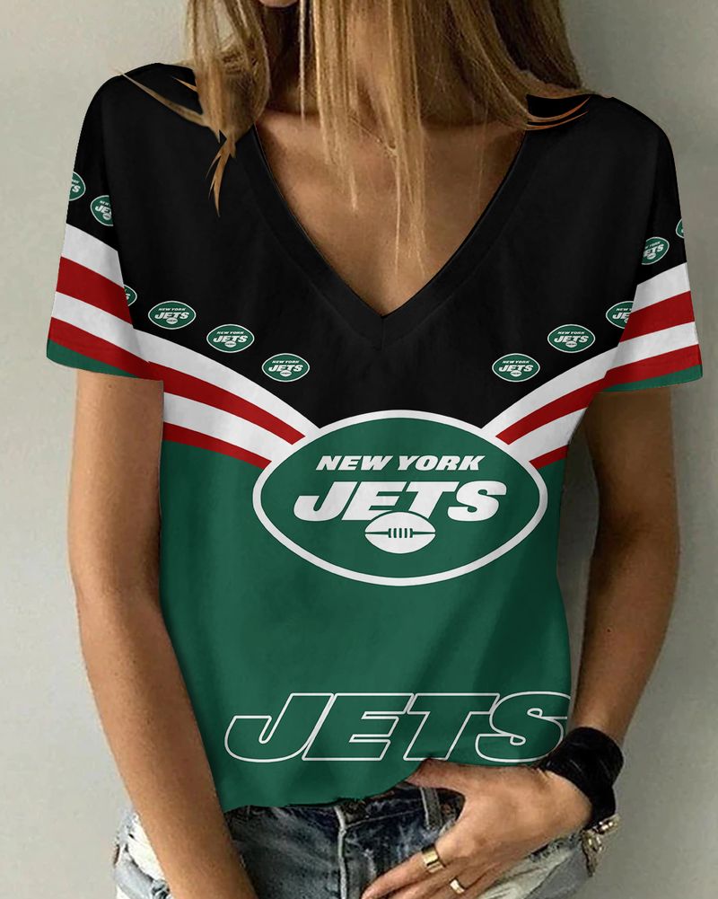 New York Jets Personalized V-neck Women T-shirt