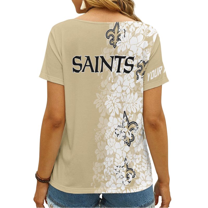 New Orleans Saints Personalized V-neck Women T-shirt