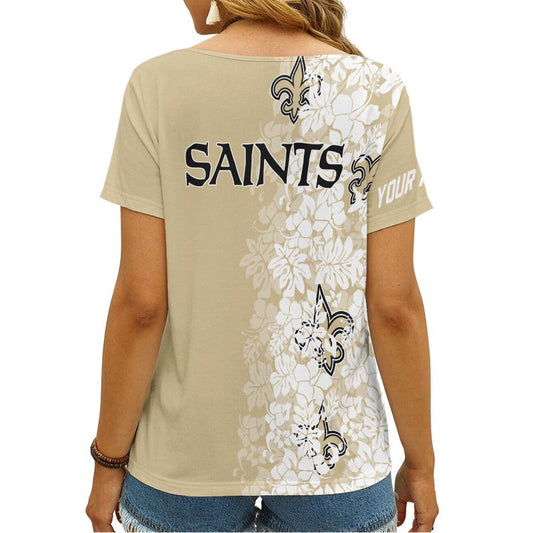 New Orleans Saints Personalized V-neck Women T-shirt