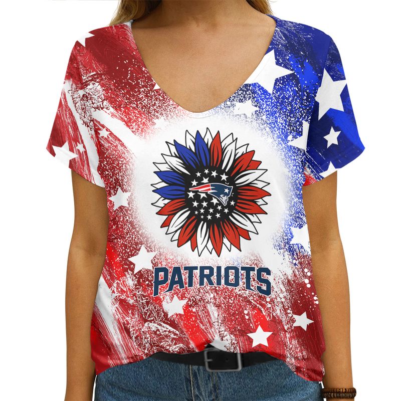 New England Patriots V-neck Women T-shirt