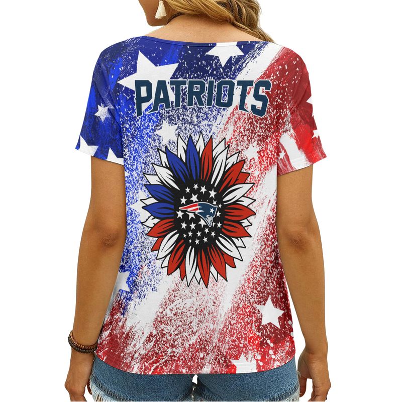 New England Patriots V-neck Women T-shirt