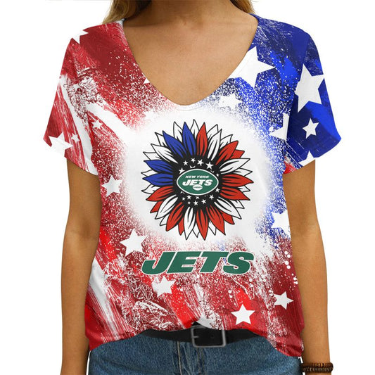 New York Jets V-neck Women T-shirt