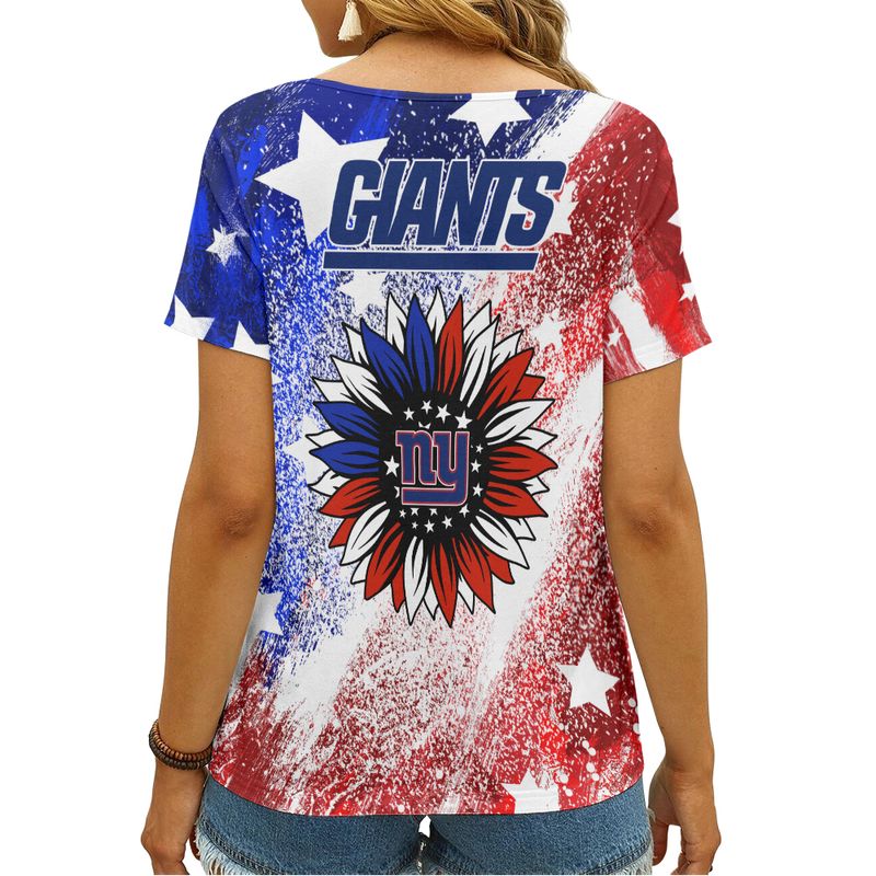 New York Giants V-neck Women T-shirt