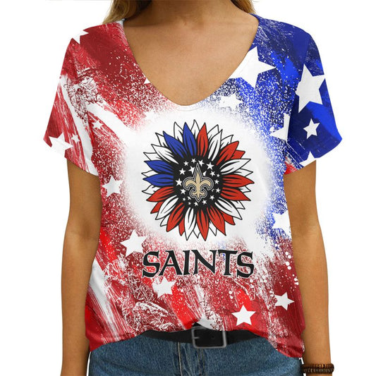 New Orleans Saints V-neck Women T-shirt