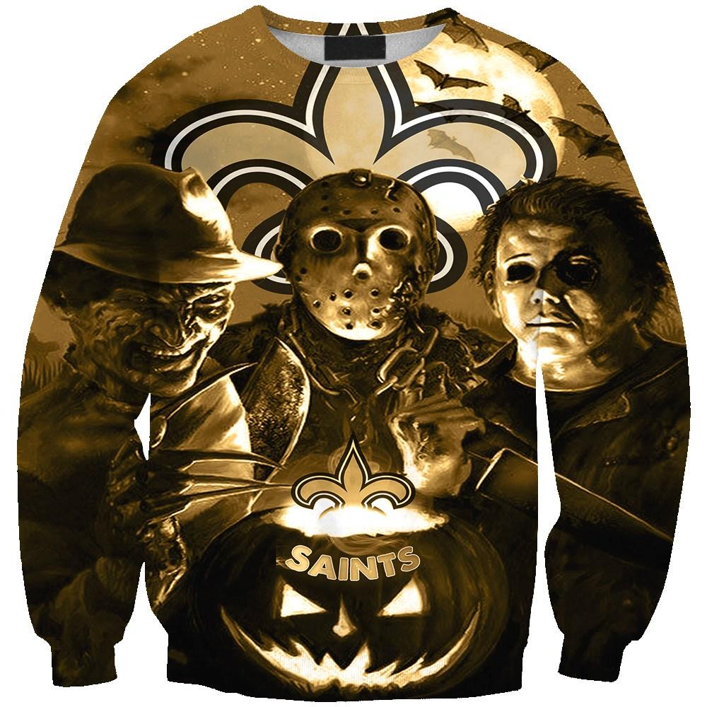 New Orleans Saints Halloween Limited Edition Unisex All Over Print Full 3D T-shirt Sweater Hoodie