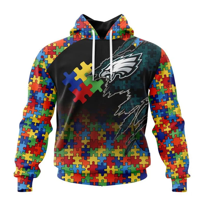 Philadelphia Eagles Special Autism Awareness Design Hoodie Zip Hoodie T-shirt Sweatshirt