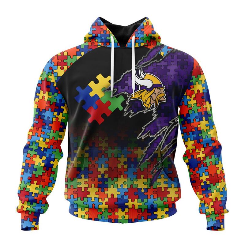 Minnesota Vikings Special Autism Awareness Design Hoodie Zip Hoodie T-shirt Sweatshirt