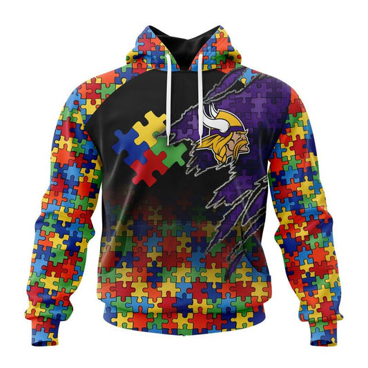 Minnesota Vikings Special Autism Awareness Design Hoodie Zip Hoodie T-shirt Sweatshirt