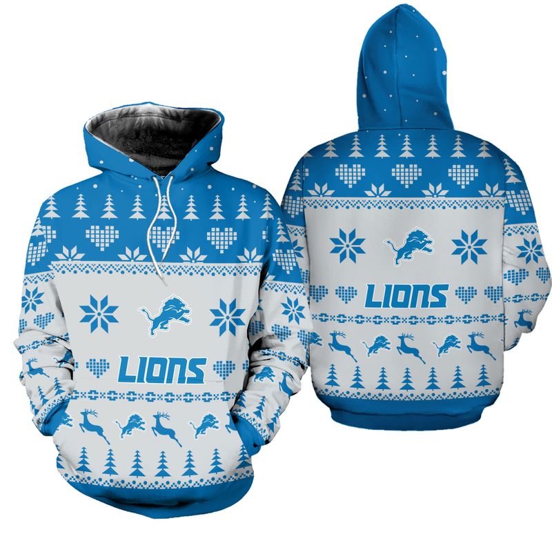 Detroit Lions Christmas Patterns Hoodie and Joggers