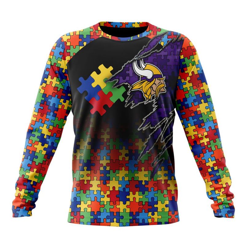 Minnesota Vikings Special Autism Awareness Design Hoodie Zip Hoodie T-shirt Sweatshirt