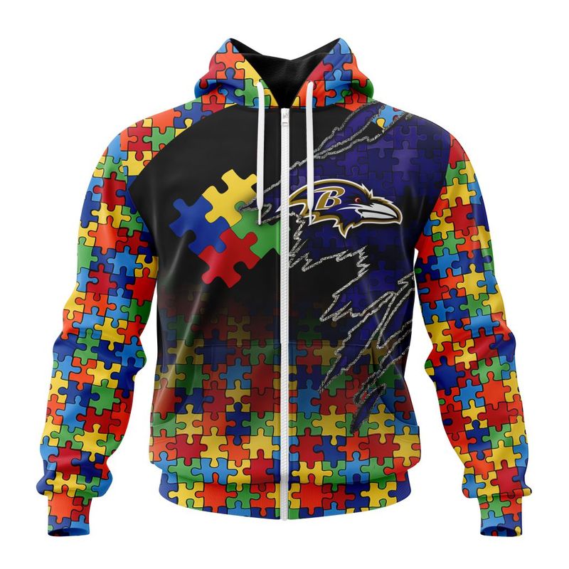 Baltimore Ravens Special Autism Awareness Design Hoodie Zip Hoodie T-shirt Sweatshirt