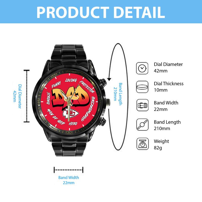 Kansas City Chiefs Limited Edition Black Stainless Steel Watch For Father’s Day AZBTWA000005