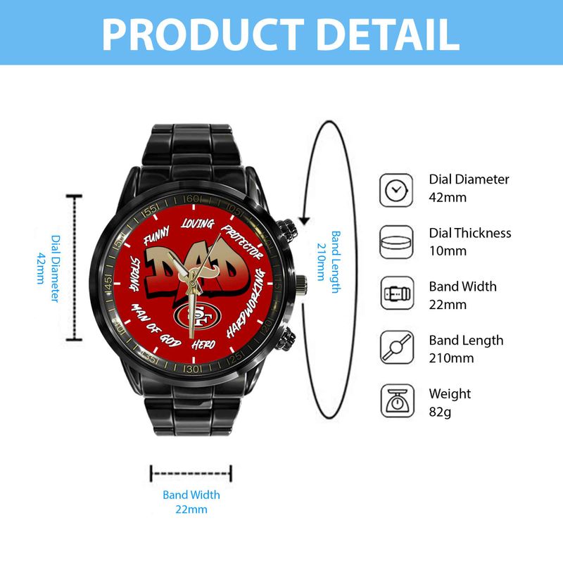 San Francisco 49ers Limited Edition Black Stainless Steel Watch For Father’s Day AZBTWA000010