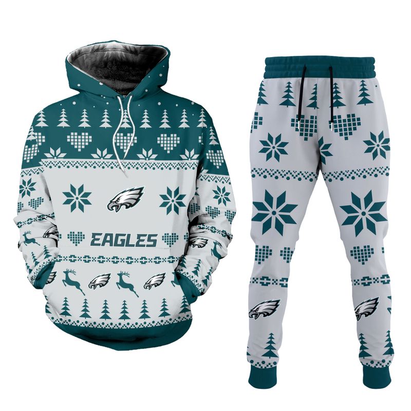 Philadelphia Eagles Christmas Patterns Hoodie and Joggers