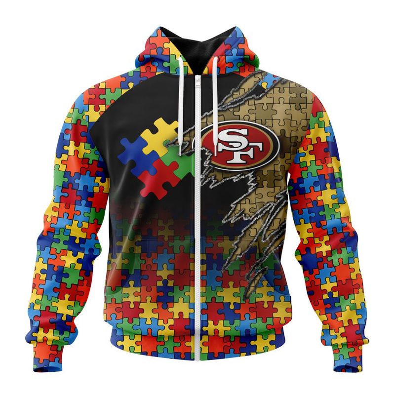San Francisco 49ers Special Autism Awareness Design Hoodie Zip Hoodie T-shirt Sweatshirt