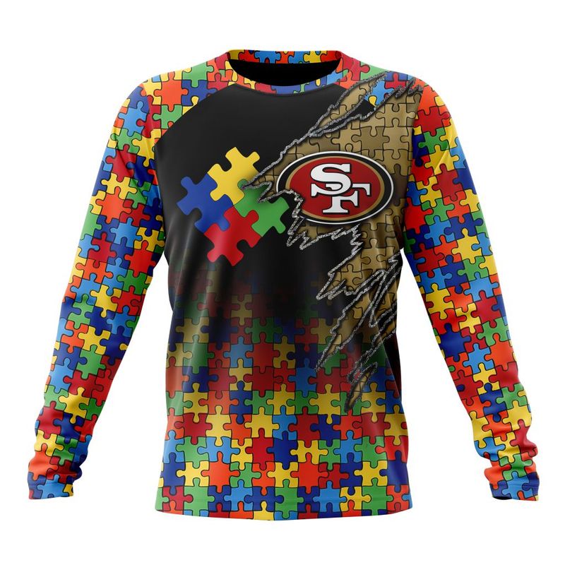 San Francisco 49ers Special Autism Awareness Design Hoodie Zip Hoodie T-shirt Sweatshirt